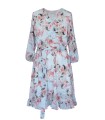 Jasno-niebieska sukienka w drobne różowe kwiaty - ADELITA