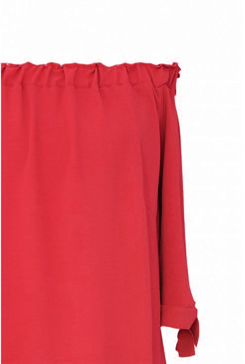 Czerwona bluzka hiszpanka z wiązaniem NINA - detal
