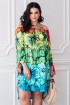 Kolorowa sukienka hiszpanka w tęczowe kwiatowy - FONETTI