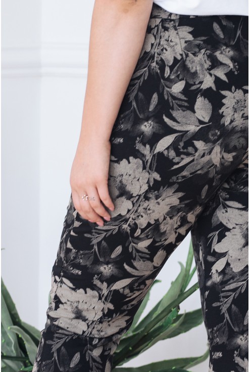 POLSKIE spodnie dresowe z kieszeniami - wzór kwiaty - GLADYS