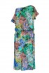 Kolorowa sukienka 7/8 z wzorem w liście  - Grand Print