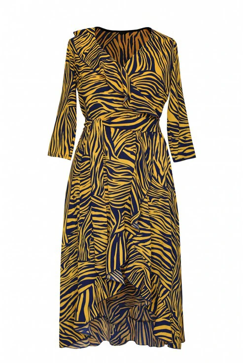 asymetryczna sukienka liliane zebra pomarańczowa