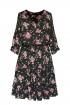 Czarna sukienka z falbanami - kwiatowy wzór - Matilde