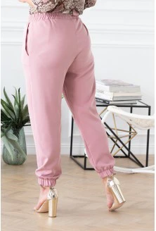 Różowe eleganckie spodnie ze ściągaczami - VIVIANE