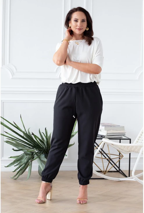 czarne spodnie ze ściągaczem kobiece klasyczne xlka