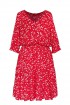 Czerwona sukienka z falbanami - wzór w dmuchawce - Matilde