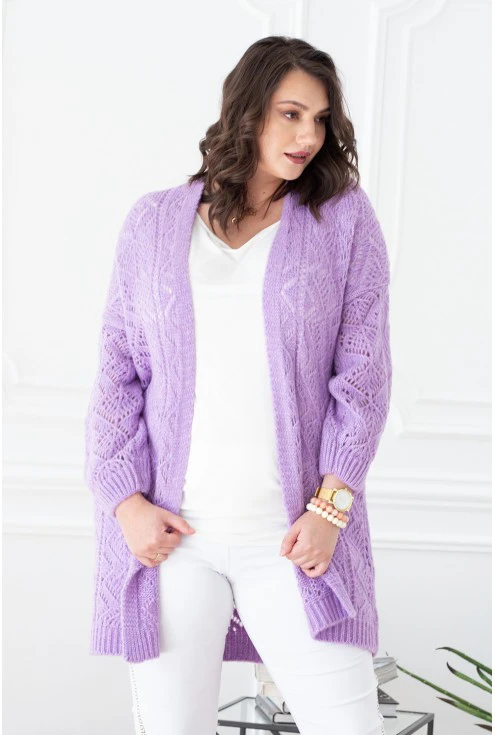 długi liliowy sweterek
