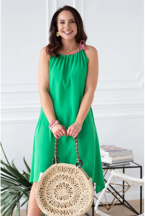 zielona sukienka ze sznureczkami Sami