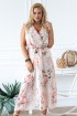 Brzoskwiniowa sukienka maxi w kwiatowy wzór - EMMANUELLE