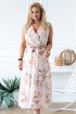 Brzoskwiniowa sukienka maxi w kwiatowy wzór - EMMANUELLE