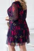 Granatowa sukienka/tunika z kwiatowym wzorem - NAOMI