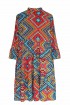Sukienka boho z azteckim kolorowym wzorem i falbankami - SABINE