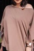 Karmelowa bluzka oversize z ozdobną taśmą - METRIA