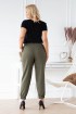 Eleganckie spodnie w kolorze khaki ze ściągaczami - VIVIANE