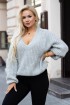 Jasnoszary sweter z grubym splotem - EMILLA