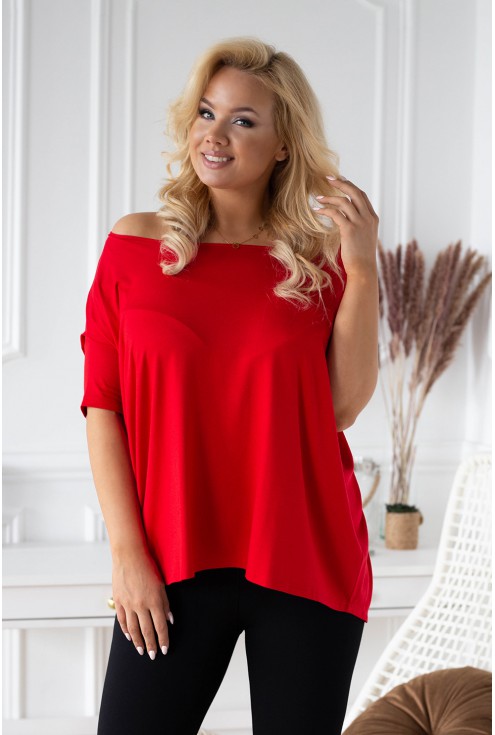 Czerwona bluzka dla kobiet w dużych rozmiarach