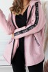 Różowa bluza-kurtka z kapturem z lampasem - OSSIE