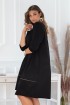 Rozkloszowana czarna sukienka z ozdobną falbanką - ALEXI