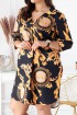 Czarna sukienka w złoty wzór - CHIARA