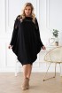 Czarna sukienka oversize z ażurową wstawką  - LIVI