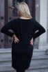 Czarna sukienka z kieszeniami - wzór z misiem - KARINE