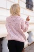 Pudrowy ażurowy sweter - MALISA