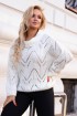 Kremowo/biały ażurowy sweter - MALISA