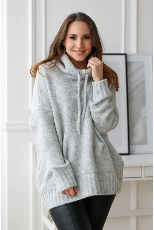 jasnoszary sweterek plus size xxl