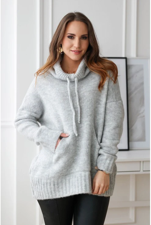 jasnoszary sweter plus size xxl