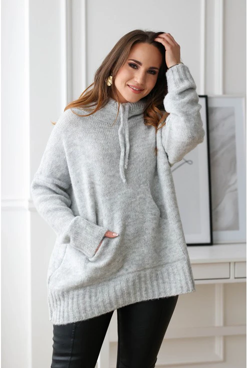 jasnoszary sweter size plus