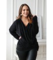 Czarny sweter z kopertowym dekoltem - OTILIA