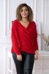 Czerwony sweter z kopertowym dekoltem - OTILIA