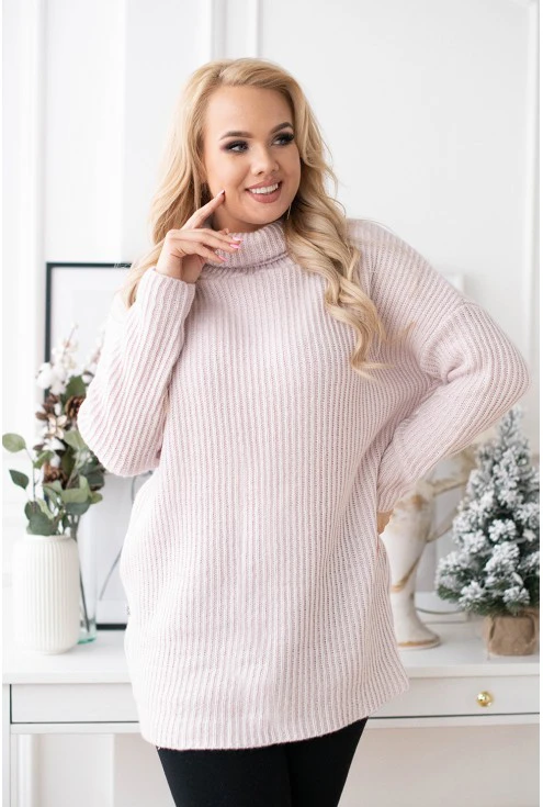 pudrowy sweter plus size xxl