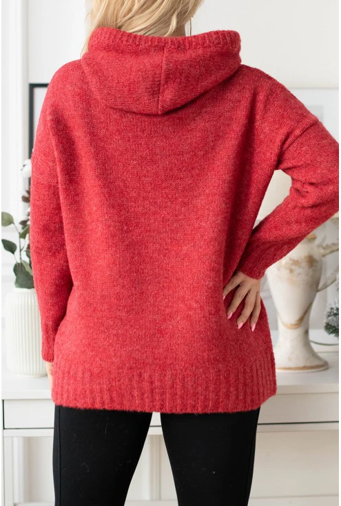 tył czerwony sweterek plus size xxl