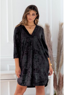 czarna sukienka z aksamitu plus size