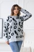 Szary sweterek w lamparcie cętki - ALESSIA