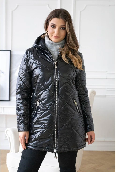 czarna pikowana kurtka plus size xxl