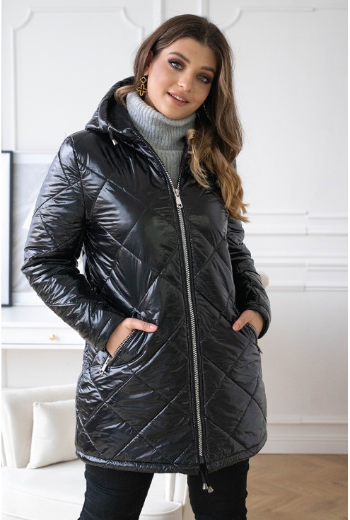 czarna pikowana kurtka xxl plus size