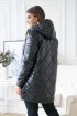 Czarna połyskująca pikowana kurtka z kapturem - LESITIA