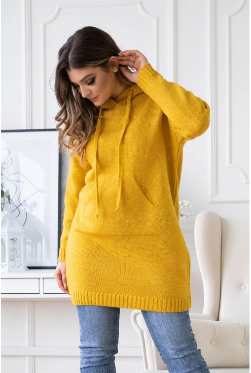 miodowy sweter z kapturem plus size