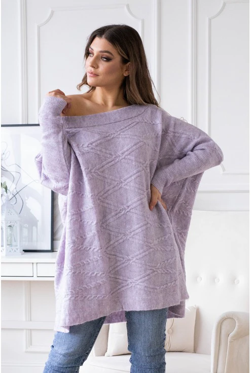 długi fioletowy sweter oversize xxl