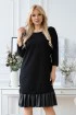 Czarna sukienka ze skórkową falbanką - Ines
