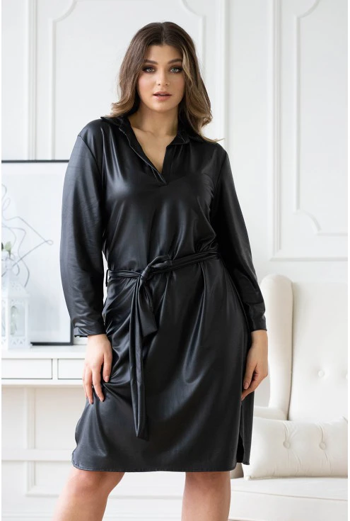 czarna sukienka z eko skóry xxl plus size