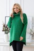 Zielony ciepły sweter-tunika z golfem ze ściągaczem - LESCA