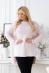 Pudrowo-różowy ciepły sweter-tunika z obniżoną linią ramion - DARCY