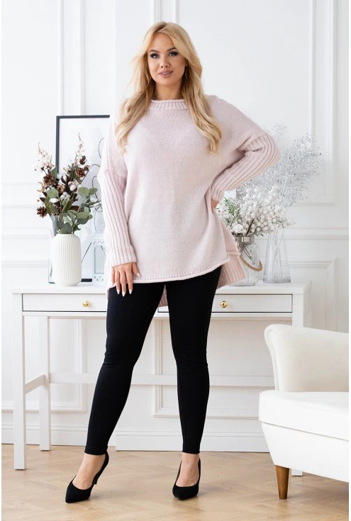 Różowy ciepły sweter plus size