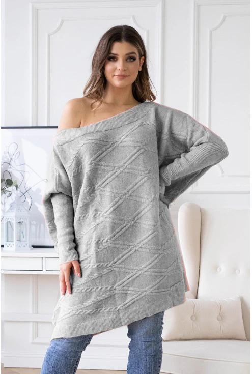 szary sweter oversize plus size dla kobiet