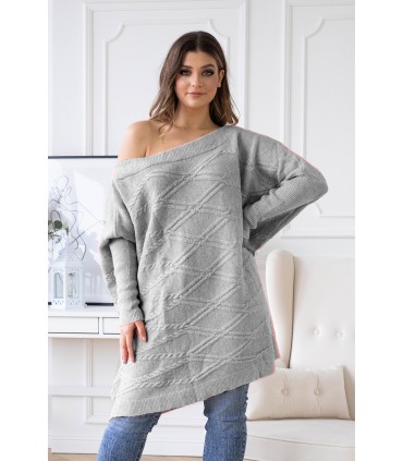 Duży szary sweter oversize - PAOLA