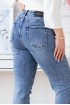 Niebieskie przecierane spodnie MOM Jeans - JASEN