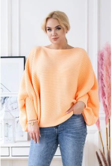 Pomarańczowy sweterek z poziomym splotem - PEYTON